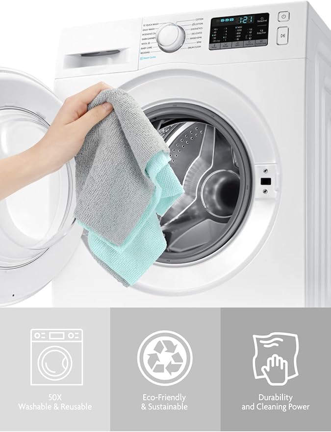 Fantasticlean Microfiber Cleaning Cloth Roll - 75 Pack, Tear-Away Microfiber Towels, 12" x 12", Reusable, Washable, Scratch-Free, Ultra-Absorbent Dishcloth for All-Around Cleaning Supplies (Blue)