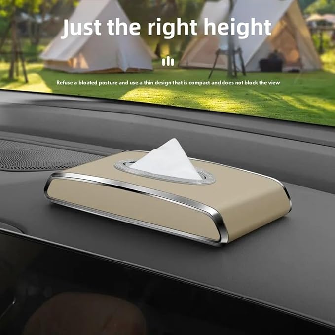 Leather car Tissue Holder for car Interior, Multi-Function car Visor Tissue Holder, Armrest & Back Seat Tissue Box for car, car Kleenex Holder (Beige Flat)