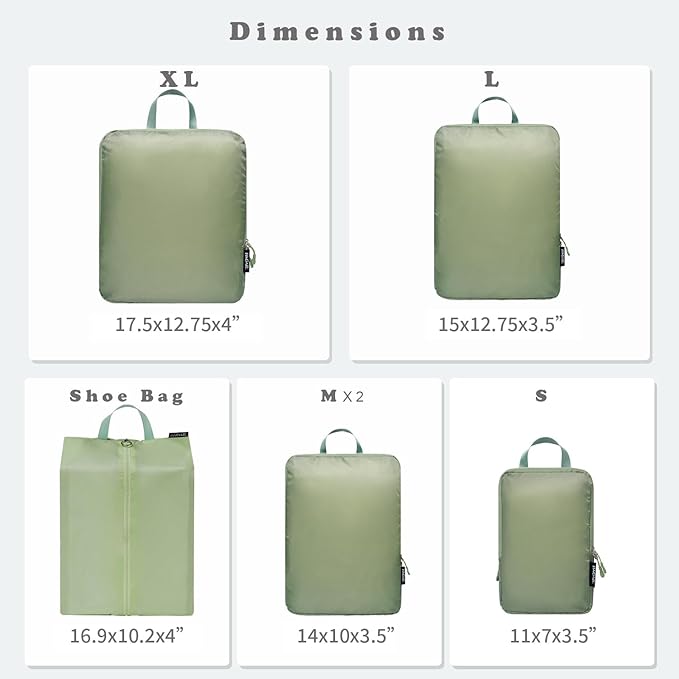 BAGAIL 6-Piece Ultralight Compression Packing Cubes Packing Organizer for Travel Accessories Luggage Suitcase Backpack