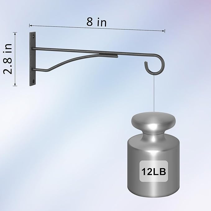 8" Plant Hangers 6 Pack, Hanging Plant Bracket for Wall Fence Porch Outdoor Indoor, Metal Plant Hooks for Basket, Flower, Planter, Feeder, Lantern, Wind Chime