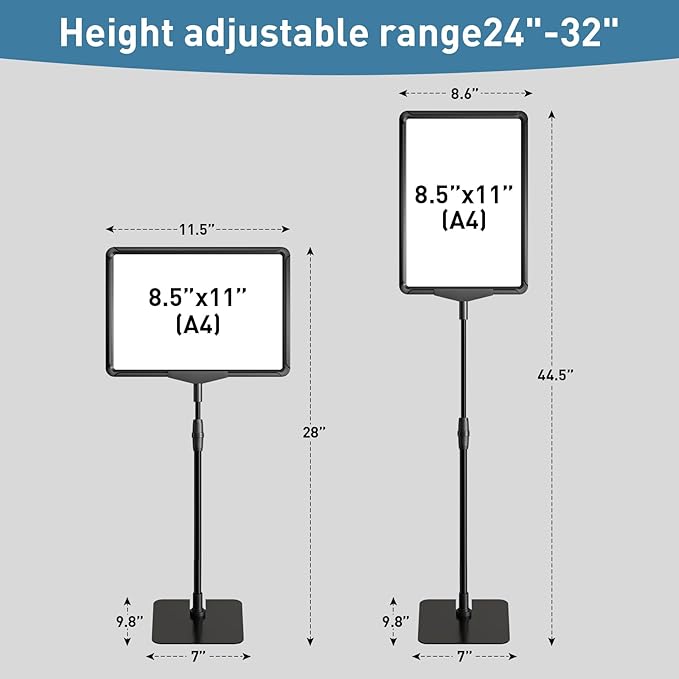 Sign Holder Stand 8.5 x 11,Sign Stand for Display,Adjustable Sign Holders For Table Top,Table Sign Holders