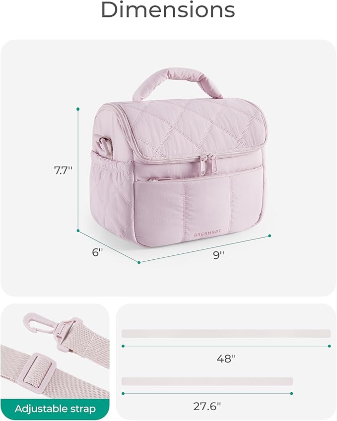 BAGSMART Insulated Lunch Bags for Women, Cute Quilted Lunch Box, Lightweight Puffy Padded Waterproof Lunch Tote, Reusable Lunch Cooler for Work Picnic Travel, Leopard