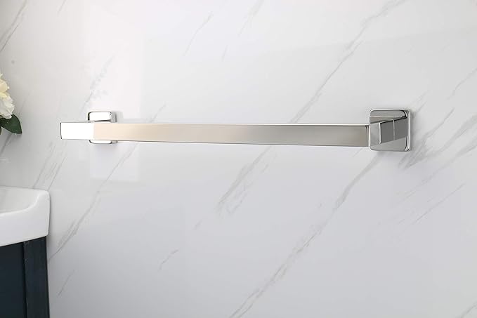 TocTen Bath Towel Rack - Square Base Thickened SUS304 Stainless Steel Towel Bar for Bathroom, Bathroom Accessories Towel Rod Heavy Duty Wall Mounted Towel Holder. (Chrome, 33)
