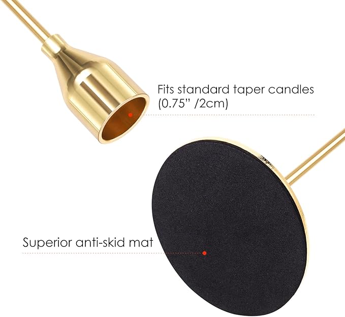 Gold Candle Holders Candlestick Holders for Taper Candles, Set of 6 Modern Decorative Candle Sticks Long Holder for Table Centerpiece, Wedding, Dinning, Party (Candles are not Included)