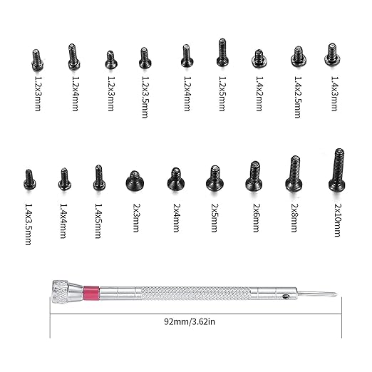 500 Pcs Small Replacement Screws, M1.2/M1.4/M2.0 Black Tiny Micro Laptop Computer Electronic Assortment Kit, Glasses Watches Hard Drive SSD Repair Screws, with Screwdriver