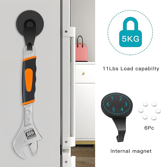 FYY Magnetic Wreath Hanger, 2 Pack Heavy Duty Magnets with Hook for Refrigerator, Christmas Decoration Magnetic Hooks for Metal Front Door, Cruise Hook Hanger for Hanging Cabins Grill Coat Pattern 1
