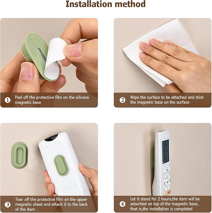 Magnetic Remote Control Holder Wall Mount - 4 Pcs No Drill Self-Adhesive Organizer for Air Conditioner & TV Remotes, Storage Caddy for Television's Backside - Pink&Green