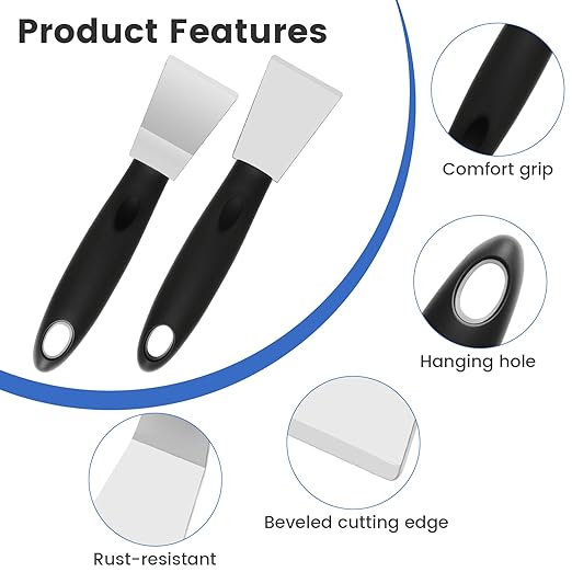 3D Printer Tool Removal Scraper Kit, 6.3x1.5 Inch Metal Scraper with 0.4" Thick Blade & Hang Hole, Curved and Straight Edge for 3D Printing Resin Removal Model Stripping, Kitchen Grease Removal