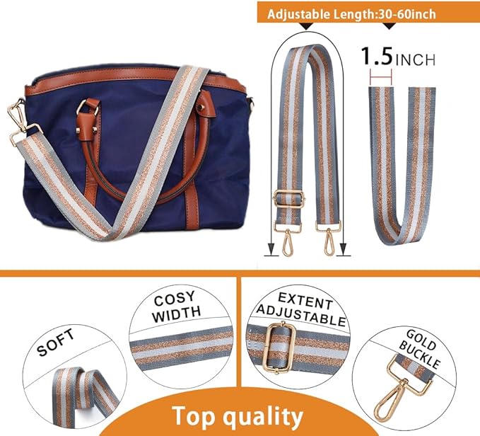 S-Jacorry Purse Strap Replacement Crossbody Wide Shoulder Strap Adjustable Canvas Straps Handbag Strap Replacement Belts