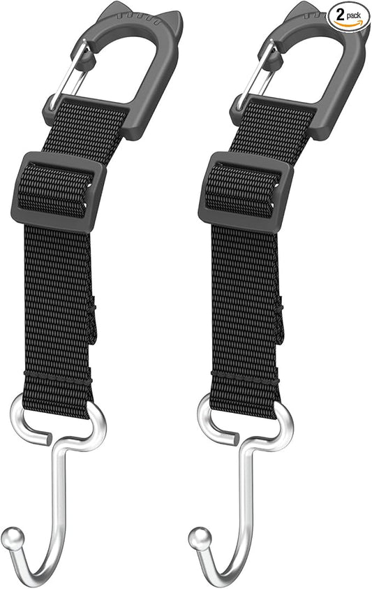 Headrest Hooks for Car, Heavy Duty Metal Utility Seat Hooks, Car Gifts, Car Accessory Organizer, 2-Pack