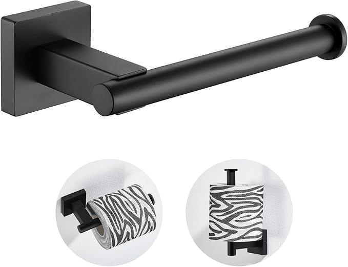 Suyar Matte Black Toilet Paper Holder Wall Mount, SUS 304 Stainless Steel Toilet Roll TP Holder for Bathroom