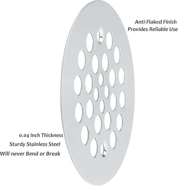 Artiwell 4-1/4“ Shower Strainer Drain Trim Set, Screw-in Shower Strainer Drain Cover, Plastic-Oddities Style Replacement Strainer Grid,Machine & Self-Tapping Screws Included (Chrome Plated)