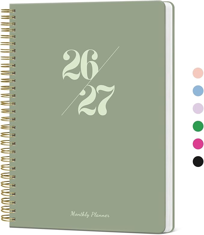 Monthly Planner 2026-2027, 2 Year Months Calendar Planner 2026-2027, Runs from January 2026 - December 2027, 7" x 10", 24 Months, Perfect for School Office Home Planning - Green