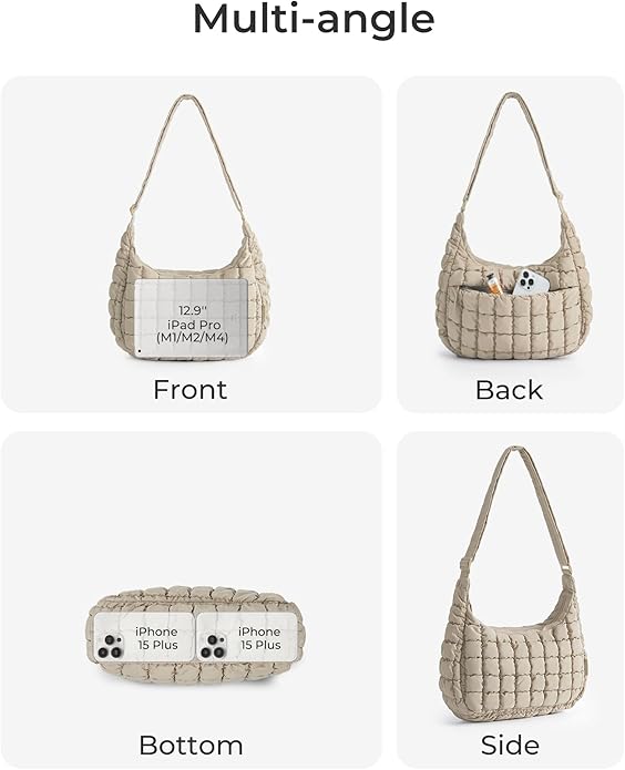 BAGSMART Quilted Crossbody Bag for Women, Lightweight Puffer Purse for Travel, Daily Use & Work | Water-resistant, Puffy Shoulder Bag, w/ Adjustable Strap, Light & Comfortable, Hands-free Bags, Travel Essentials