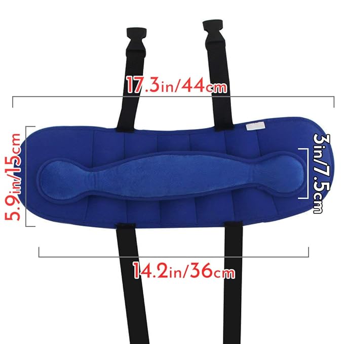 Adjustable Toddler Car Seat Head Support Band, Car Seat Straps Cover, Safety Car Seat Neck Relief, Infants and Baby Head Support, Blue