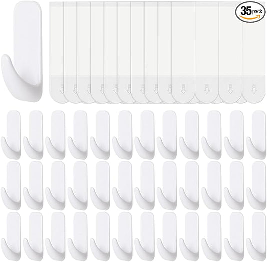 JulyWind Wall Hooks for Hanging Heavy Duty 35pcs, Towel Hanger for Bathroom with 40 no Damage Adhesive Strips Medium, Dorm Essentials forwreath,hat,Coat
