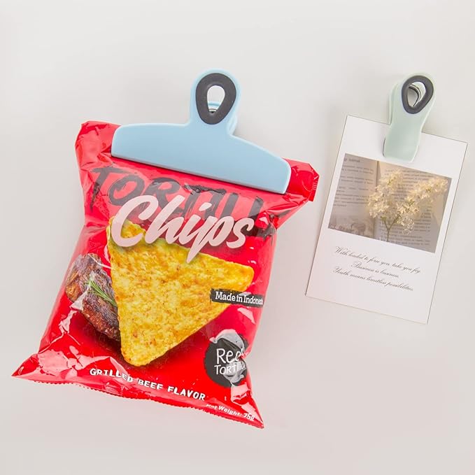 Magnetic Chip Clips - 8pcs Blue, Ideal for Food Packages