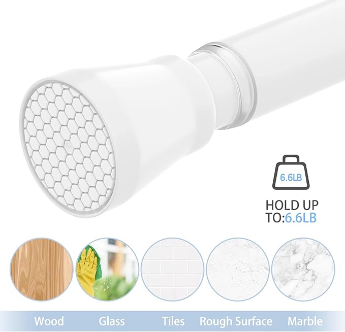 AIZESI 2PCS Tension Curtain Rod 16-26 Inch, 7/8" Diameter Curtain Tension Rods, Small Tension Rod White Spring Loaded Curtain Rods for Window, Kitchen, Closet