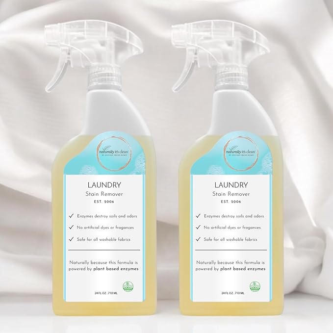 naturally It's clean Enzymatic Laundry Stain Remover Spray RTU 24 oz Bottles x 2 Pack