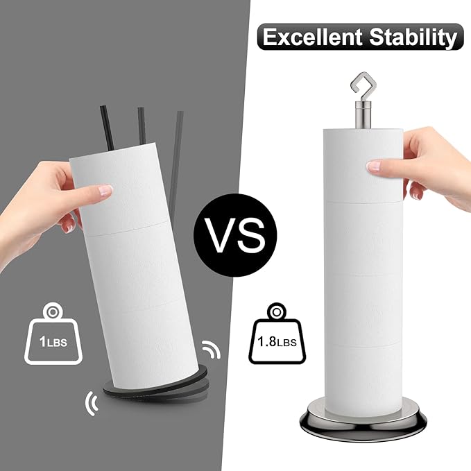 Toilet Paper Holder for Bathroom, Metal Free Standing Toilet Paper Storage with Rustproof, Tissue Paper Roll Stand for Bathroom Accessories (Brushed Nickel)