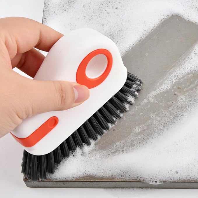 2Pcs Window Track Cleaner with Hard Bristle Brush & Scraper, 2-in-1 Groove Cleaning Tool for Sliding Door Tracks, Window Sills, and Seal Crevices