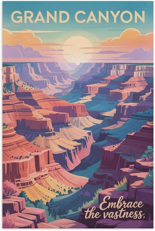 Motivational Canvas Grand Canyon Inspirational Poster Embrace The Vastness for Meditation Living Room Creative Studio Décor Print Poster Unframe-style 12x18inch(30x45cm)