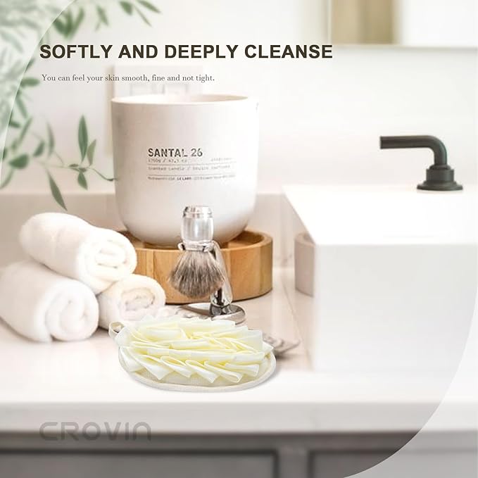 Bath Puff Shower Sponge - Premium Large 5x7 Exfoliating Pouf Mesh Sponge - 2 Count Loofahs Shower Scrubber for Men and Women-Elastic Hand Strap Body Scrub to Soothe, Cleanse Your Body