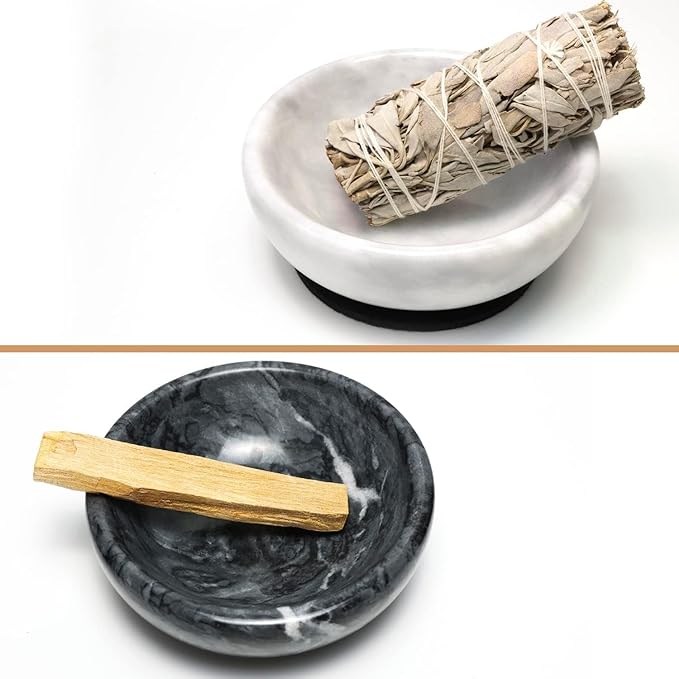 Handmade Natural Marble Incense Holder for Sticks and Cones-with 9 Holes, Multi-Functional Incense Burner Holder for Incense Sticks and Cones, Perfect Home Decor(Gray, 4.7inch)