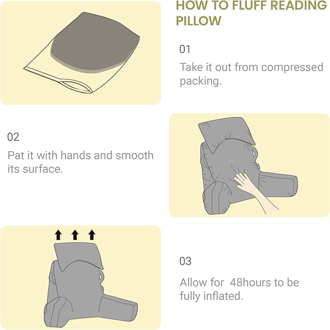 Portable Reading Pillows with Headrest for Bed Sitting Up(Pale Green Oeko-Tex), Velvet Back Pillow with Arms & Pockets for Adults, Support Memory Foam Bed Pillow for Dorm/Watching/Gaming