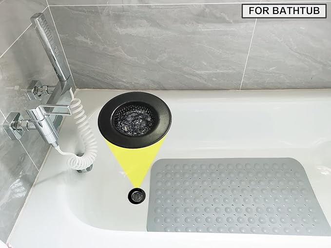 1.75" Bathtub Drain Strainers, Shower Drain Hair Catchers, Stainless Steel Drain Filter Cover for Bathroom Laundry Floor Drain, Fits 1.75"-3.0" Drain Hole, Black