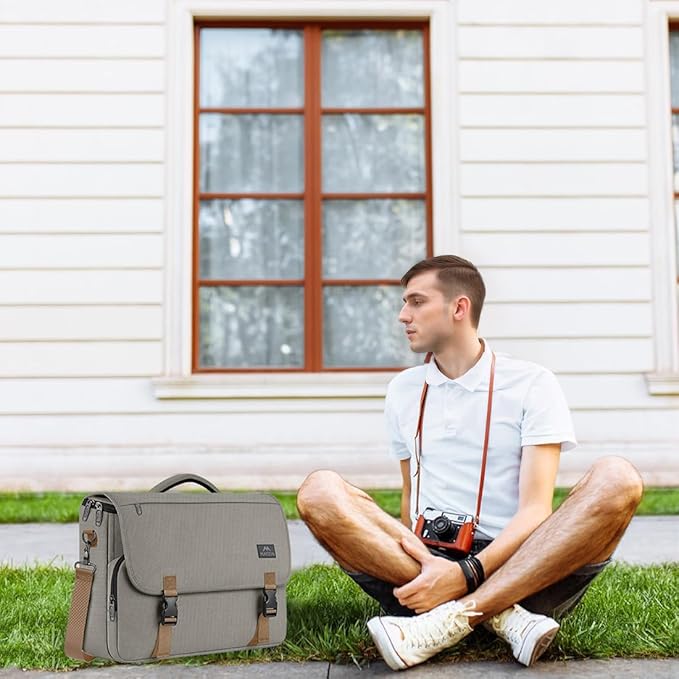 MATEIN Messenger Bag for Men, Briefcases Lightweight Men's Laptop Bag 15.6 inch Water Resistant Crossbody Satchel Computer Work Office Case with Shoulder Strap, Brown