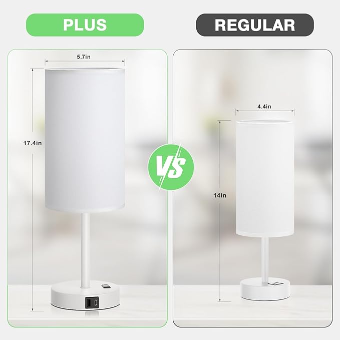 Dicoool Touch Bedside Table Lamp with USB - 3 Way Dimmable White Lamp for Bedroom Nightstand, Desk Lamp with Charging Station for Dorm, Office, Kids Room, Living Room