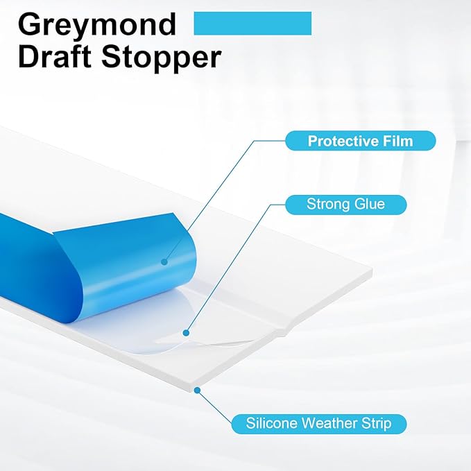 Weather Stripping Door Seal, Silicone Strip for Frame and Gaps Draft Stopper, Glass Shower Door Sweep, White, 20 Feet x 3 Inch
