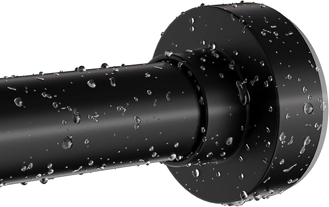 Black Shower Curtain Rod 34-66 Inches (2.8-5.5ft) Never Rust Adjustable Shower Rod Spring Tension Non-Slip No Drilling Shower Rods for Bathroom Garland Window