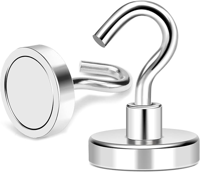 MIKEDE Magnetic Hooks, 85LB+ Heavy Duty Magnetic Hooks for Cruises with Epoxy Coating for Refrigerator, Strong Magnet Hooks for Tool Rooms, Magnetic Metal Hooks for Grills - 8 Pack
