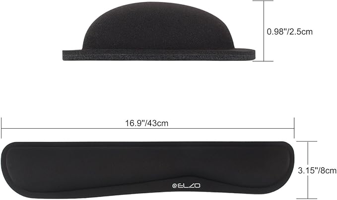 ELZO Keyboard Wrist Rest Pad Support with 65D High-Density Thicken Memory Foam Padding, Ergonomic Design Computer Rest Pad Desk Wrist Mat, Non-Slip Rubber Base Office Laptop