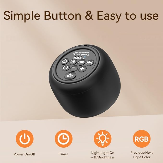 Portable Sound Machine Small Mini White Noise Machine Brown Noise 30 Soothing Sounds Rechargeable Speaker Block Noise 4 Memory Function Natural Baby Adults Kids for Travel Office Privacy Improve Sleep