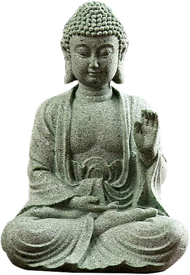 fazhongfa Mini Buddha Statue 4.7 Inch Natural Stone Handmade Buddha Sculptures Creative Zen Garden Aquarium Fish Tank Decorations Home Decor to Friend Family Mom Father as Gift (Meditation)