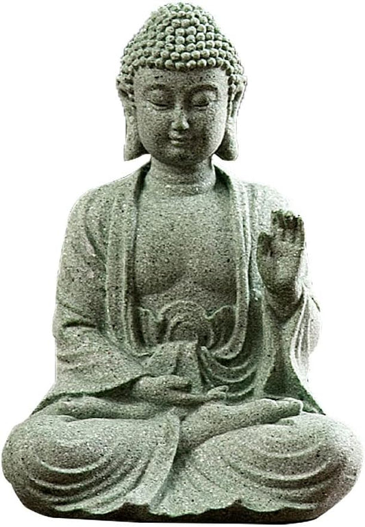 fazhongfa Mini Buddha Statue 4.7 Inch Natural Stone Handmade Buddha Sculptures Creative Zen Garden Aquarium Fish Tank Decorations Home Decor to Friend Family Mom Father as Gift (Meditation)