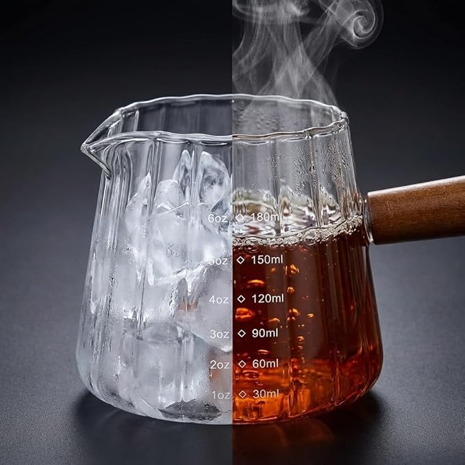 6OZ Espresso Cups Glass, JJOO Espresso Shot Cup With V-Shaped Mouth, Glass Measuring Cup, Markings in both oz & ml
