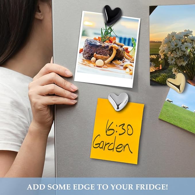 22Pcs Fridge Magnets,Cute Love Heart Decorative Magnets, Refrigerator Magnets for Whiteboard Cabinet Locker,Strong Holding Power,Black