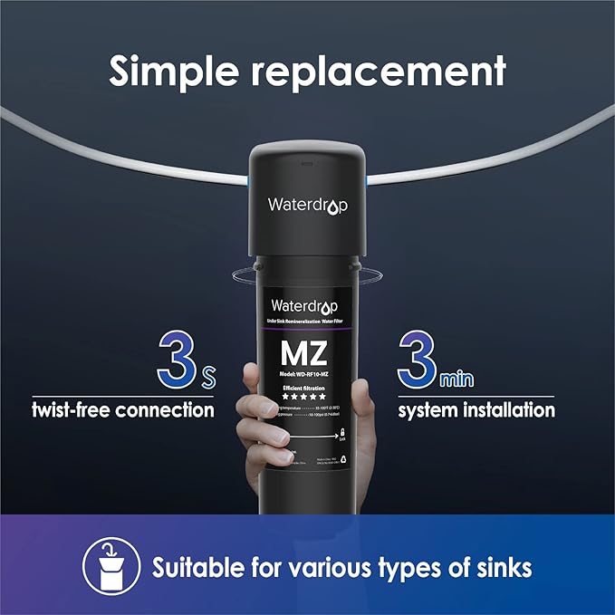 [Remineralization] Waterdrop RF10-MZ Water Filter Replacement for Waterdrop 10UB-MZ/10UA/10UB Under Sink Water Filter, 11K Gallons High Capacity