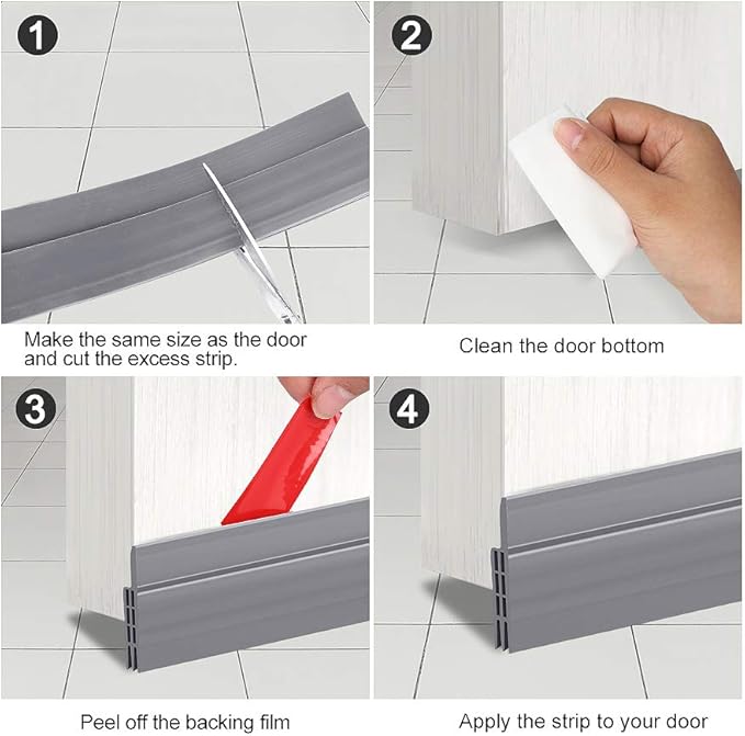 GroTheory 2 Pack Door Draft Stopper, Under Door Sweep for Exterior & Interior Doors, Weather Stripping Door Seal, Garage Window Blocker Noise Cold Air Insulation, Draft Guard Grey 2" W x 39" L