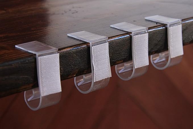 NAVADEAL Table Skirting Clips Tablecloth Clips for Table 1" - 1 1/4" with Hook and Loop | Pack of 50 | Great for Wedding Home Meeting Party Picnic Patio Banquet Indoor Outdoor Events