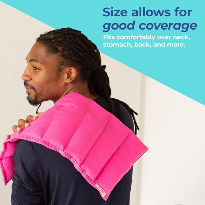 Microwave Heating Pad for Pain Relief, 9 x 22 Multipurpose Pads, Natural Buckwheat and Lavender Mix, Hot/Cold, Aromatherapy, Made in USA (Pink)