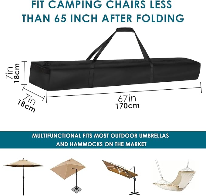 LUEXBOX 67 Inch Patio Umbrella Storage Bag for Outdoor, Nylon Beach Umbrella Folding Cover, Heavy Duty Zipper Travel Carrying Duffle Bag for Sports, Beach