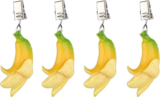 TwoFish Home Set of 4 Resin Banana Tablecloth Weights Clips Handicraft Banana Tablecloth Clamps Pack of 4