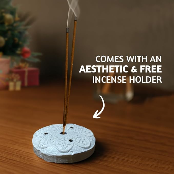 Folkulture Incense Sticks | Set of 120 Insence-Sticks with Holder for Relaxation |Cinnamon & Orange Incense| Organic, Slow Burning & Non Toxic Inscents | Luxe Fragrances for Meditation