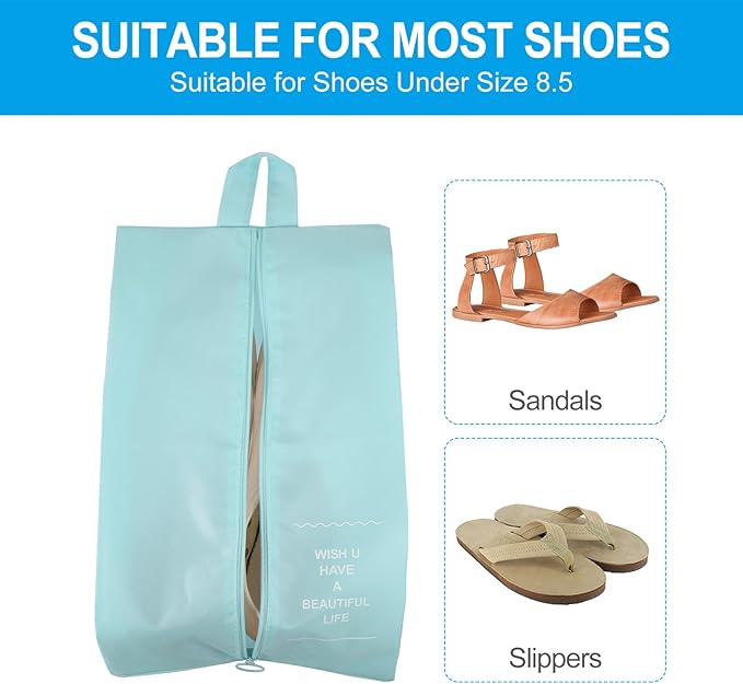 PATIKIL Waterproof Shoes Bags, 3 Pack Travel Storage Bag Portable Shoes Organizer with Zipper for Travel Outdoor, Lake Blue