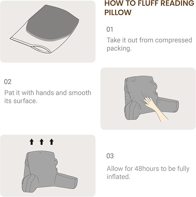 Portable Comfy Reading Pillows for Bed Sitting Up(Royal Blue Oeko-Tex), Velvet Back Pillow with Arms & Pockets for Adults, Support Memory Foam Bed Pillow for Dorm/Reading/Watching/Gaming